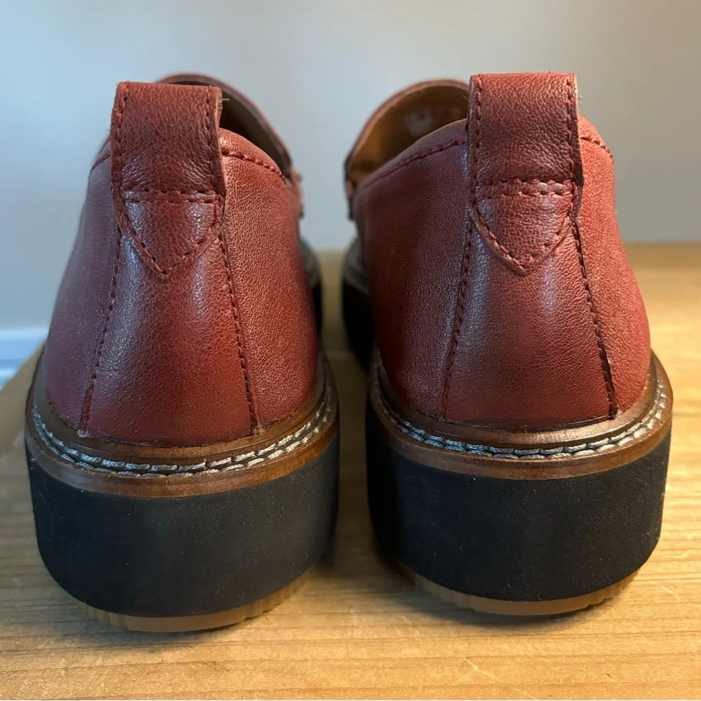Clarks Burgundy Leather Kiltie Loafers